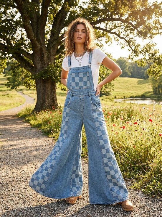 Davi & Dani Denim - Wide Leg Bell Bottoms Retro Hippie Boho  2XL Jean Overalls/Jumpsuit NWT!!!*READ*